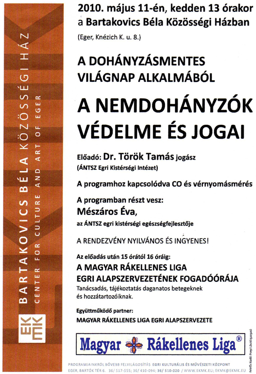 Előadások a Dohányzásmentes Világnap alkalmából Egerben