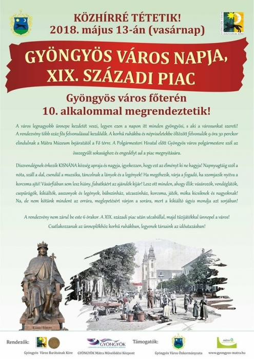 Idén május 13-án kerül sor a városi ünnepségre Gyöngyösön